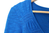 New Anthropologie Bright Blue "Smocked Sabine V-Neck" by Deletta, Size S, Originally $48
