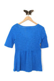 New Anthropologie Bright Blue "Smocked Sabine V-Neck" by Deletta, Size S, Originally $48