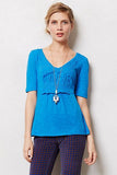 New Anthropologie Bright Blue "Smocked Sabine V-Neck" by Deletta, Size S, Originally $48