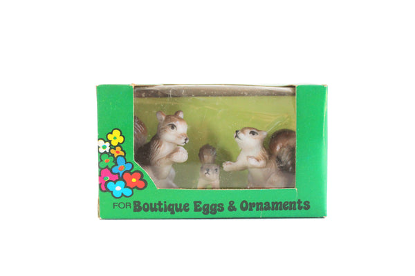 Vintage Set of 3 Miniature Squirrel Family Figurines