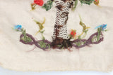 Vintage Handmade Crewel Piece with Embroidered Tree & Squirrel on Fabric
