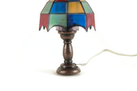 Vintage 1:12 Miniature Dollhouse Working Stained Glass 12V Plug-In Table Lamp