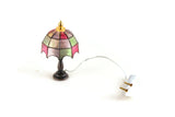 Vintage 1:12 Miniature Dollhouse Stained Glass 12V Plug-In Table Lamp (Non-Working)