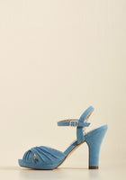 New Modcloth "Suave the Date Heel" Blue Suede Shoes by B.A.I.T Footwear, Size 9, Originally $75