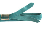 Anthropologie Teal Blue Suede Leather Double Belt, Size S