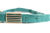 Anthropologie Teal Blue Suede Leather Double Belt, Size S