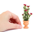 Vintage 1:12 Miniature Dollhouse Red Flowers in Terracotta Urn Planter