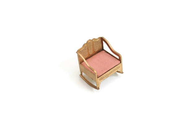 Vintage Half Scale 1:24 Miniature Dollhouse Brass Tootsie Toy Rocking Chair