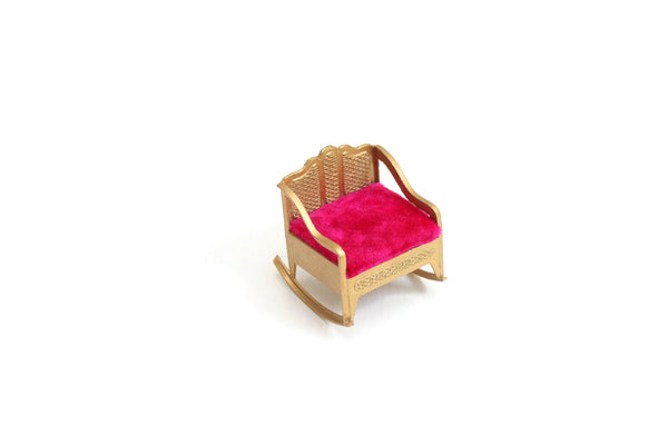 Vintage Half Scale 1:24 Miniature Dollhouse Brass Metal Tootsie Toy Rocking Chair