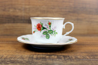 Vintage Truly Tasteful China White & Pink Rosebud Porcelain Teacup & Saucer Set