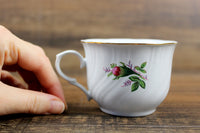 Vintage Truly Tasteful China White & Pink Rosebud Porcelain Teacup & Saucer Set