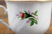 Vintage Truly Tasteful China White & Pink Rosebud Porcelain Teacup & Saucer Set