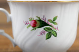 Vintage Truly Tasteful China White & Pink Rosebud Porcelain Teacup & Saucer Set