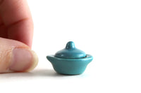 Vintage 1:12 Miniature Dollhouse Fiestaware-Style Turquoise Blue Casserole Dish