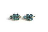 Vintage Gold & Blue Rhinestone Leaf-Shaped Clip-On Earrings
