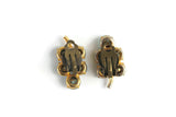 Vintage Gold & Blue Rhinestone Leaf-Shaped Clip-On Earrings