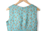 Vintage Blue & Gold Brocade Paisley Print Sleeveless Shift Dress & Matching Jacket