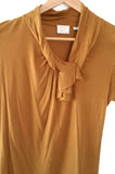 Anthropologie Gold Ruffled "Twisted Ascot Tee" by Postmark, Size S, Originally $68