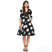 New Unique Vintage Trudy Swing Dress, Black & White Plaid Retro, Size M, Originally $98