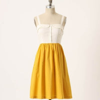 Anthropologie Yellow & White "Vappu Dress" by Maeve, Size 6, Originally $98