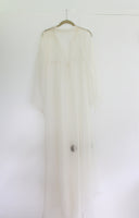Vintage & Handmade Ivory Off White Sheer Bridal Dress Jacket Overlay with Train