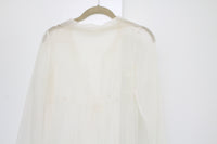 Vintage & Handmade Ivory Off White Sheer Bridal Dress Jacket Overlay with Train