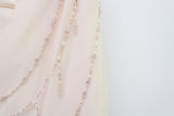 Vintage & Handmade Pale Pink Sleeveless Maxi Wedding Dress with Draping & Dangling Beaded Details