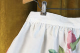 Vintage White Half Apron with Pink Rose & Greenery