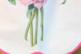 Vintage White Half Apron with Pink Rose & Greenery