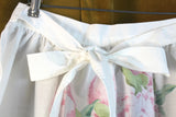 Vintage White Half Apron with Pink Rose & Greenery