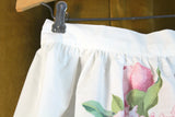 Vintage White Half Apron with Pink Rose & Greenery