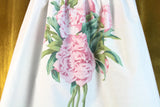 Vintage White Half Apron with Pink Rose & Greenery