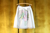 Vintage White Half Apron with Pink Rose & Greenery