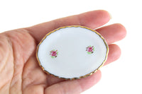 Vintage 1:12 Miniature Dollhouse White & Pink Floral Porcelain Serving Tray