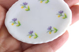 Vintage 1:12 Miniature Dollhouse White & Purple Floral Porcelain Serving Tray
