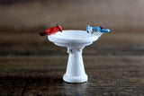 Vintage 1:12 Miniature Dollhouse White Birdbath with Birds
