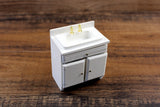 Vintage 1:12 Miniature Dollhouse White Wooden Cabinet Sink