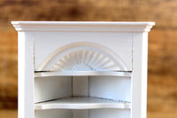 Vintage 1:12 Miniature Dollhouse White Corner Cabinet & Shelf