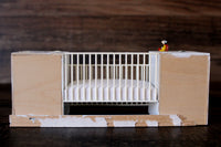 Vintage 1:12 Miniature Dollhouse White Baby Crib with Attached Tables