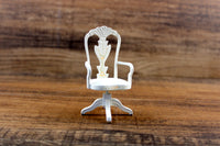 Vintage 1:12 Miniature Dollhouse White & Pink Floral Swivel Desk Chair