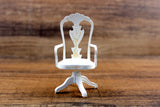 Vintage 1:12 Miniature Dollhouse White & Pink Floral Swivel Desk Chair