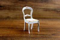Vintage 1:12 Miniature Dollhouse White & Pink Side Dining Chair