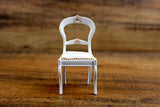 Vintage 1:12 Miniature Dollhouse White & Pink Side Dining Chair