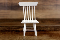 Vintage 1:12 Miniature Dollhouse White Wooden Dining Chair