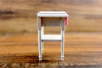 Vintage 1:12 Miniature Dollhouse White & Pink End Table, Side Table or Nightstand