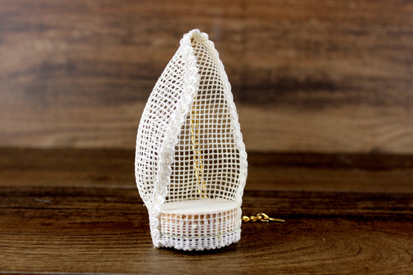 Vintage 1:12 Miniature Dollhouse White Hanging Chair Swing