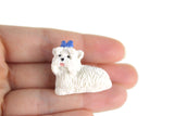 Vintage 1:12 Miniature Dollhouse White Maltese Dog Figurine