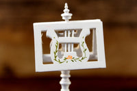 Vintage 1:12 Miniature Dollhouse White & Floral Painted Music Stand