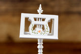 Vintage 1:12 Miniature Dollhouse White & Floral Painted Music Stand