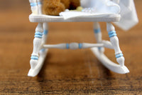 Vintage 1:12 Miniature Dollhouse White Rocking Chair for Nursery or Playroom